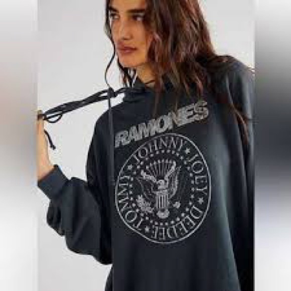 Daydreamer Tops - Daydreamer F/P Black Ramones Graphic Hoodie